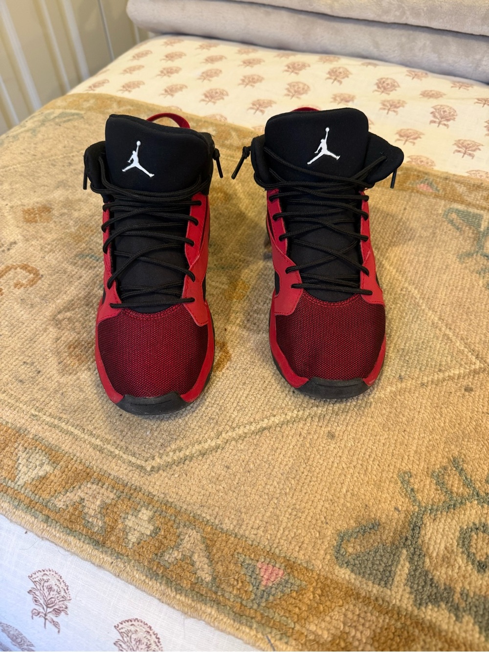 Jordan Kids Red and Black High-Top Sneakers